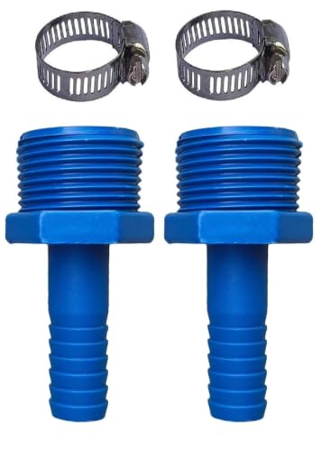 ESEKSAFAR Plastic Male Hose Collar/Nipple,BSP Threaded and PVC Tube Fitting Adapter Barbed Hose Fittings WITH SS Hose Clamp set (4, 1” X 1/2”inch)