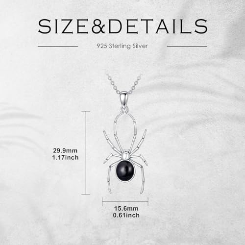 Onyx Spider Necklace for Women 925 Sterling Silver Spider Pendant Natural Black Onyx Spider Jewelry Gifts for Women4