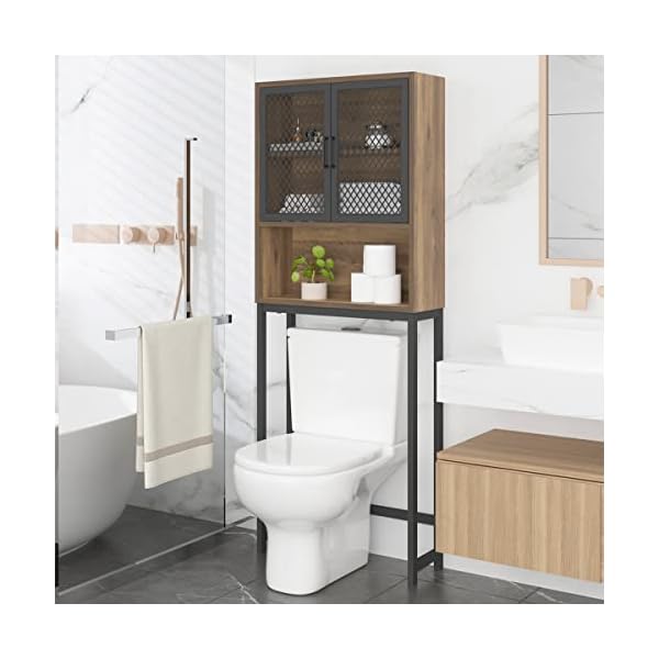 Launica Bathroom Organizer Over Toilet, Over The Toilet Storage Cabinet, Wood Metal Bathroom Space Saver Stand Behind Toilet, Industrial Freestanding Bathroom Rack Above Toilet Wtih Shelf, Rustic Oak Launica Bathroom Organizer Over Toilet, Over The Toilet Storage Cabinet, Wood Metal Bathroom Space Saver Stand Behind Toilet, Industrial Freestanding Bathroom Rack Above Toilet Wtih Shelf, Rustic Oak