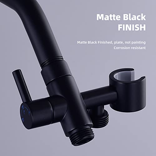 Brass Shower Arm Diverter With Handshower Mount Universal Shower Wand Holder Valve Bathroom 3-Way Universal Shower System Replacement For Handheld Shower And Fixed Shower Head,Matte Black #TOP4