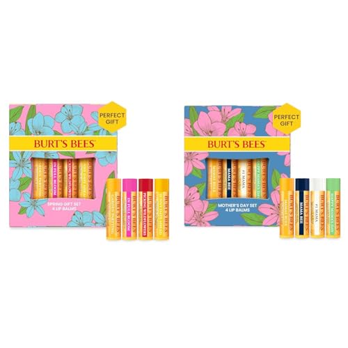 Image of Burt's Bees Lip Balm Gift Sets - 8 Tubes, In Full Bloom & Balm Bouquet, Original Beeswax, Dragonfruit Lemon, Tropical Pineapple, Strawberry, Vanilla Bean, Cucumber Mint, Coconut & Pear, 0.15 oz