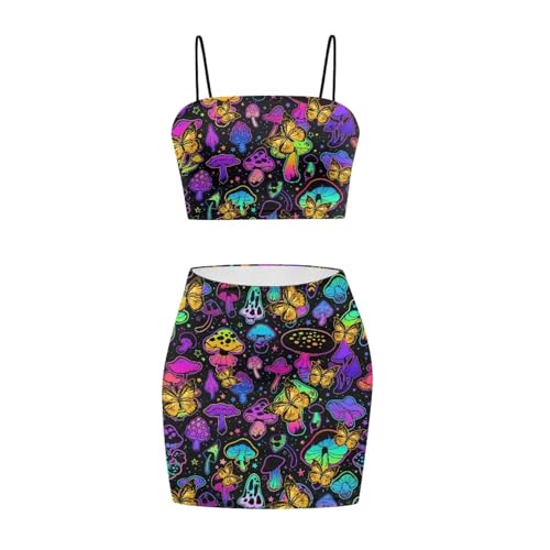 Image of 2025 Sexy Spaghetti Strap Crop Tops and Bodycon Skirt Casual 2 Piece Set S-4XL
