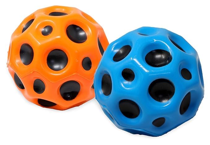 Image of MSGH Toyz Bouncing Moon Ball For Kids With Soft Rubber Bounce Set Playground Toy Best Gift Boys And Girl (Random Color, (Pack Of 2) Softball, Orange,Green)