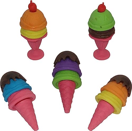 Image of AK Store (Pack of 4) 3D Cute Cartoon Shape Rubber Pencil Erasers, School Stationery for Kids, Boys Girls, Birthday Return Gifts (Ice Cream Cone)