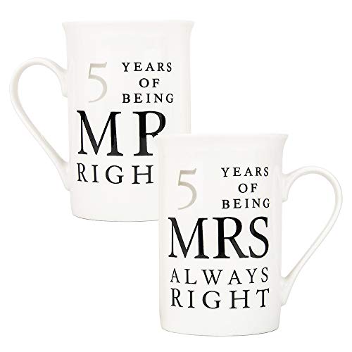 Haysoms Ivory 5Th Anniversary Mr Right & Mrs Always Right Ceramic Mugs Gift Set Thoughtful And Unique Gift Idea Dishwasher And Microwave Safe #TOP3