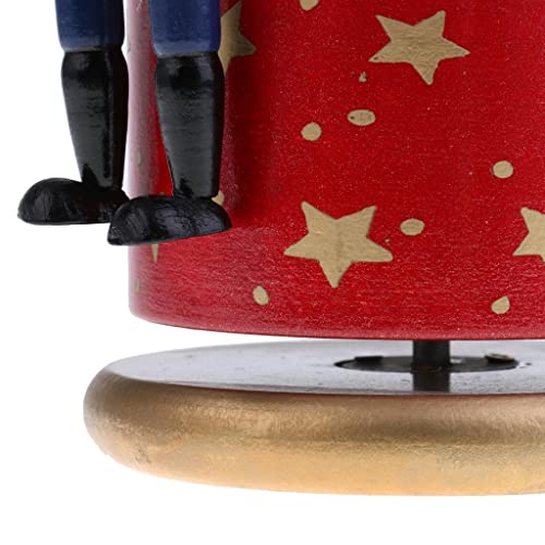 Fityle Caixa musical retrô de madeira quebra-nozes de carrossel de soldado de carrossel de relógio p