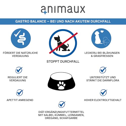 Kautabletten für Hunde bei Durchfall – Zur Stabilisierung der Darmflora & Verdauung – Diät-Ergänzungsfuttermittel – 40 x 2,5 g – animaux Gastro Balance