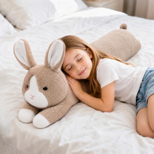 Image of MMguai 40inch Giant Bunny Stuffed Animal, Jumbo Cute Bunny Big Soft Plush Toy Pillow, Large Fluffy Rabbit Stuffed Long Body Pillow Plushie Gift for Kids Girl Boy, Birthday