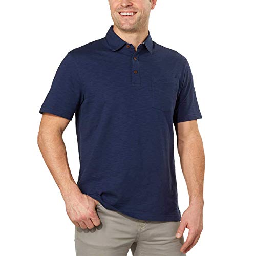 IZOD Mens Chest Pocket Slub Polo Club Blue (X-Large)