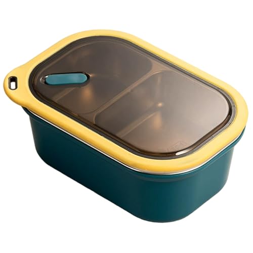 Joygoodta Recipiente para almuerzo caliente, recipientes para almuerzo aislados, recipiente para comida caliente de acero inoxidable de doble capa de 1200 ml con orificios de aireación y ti