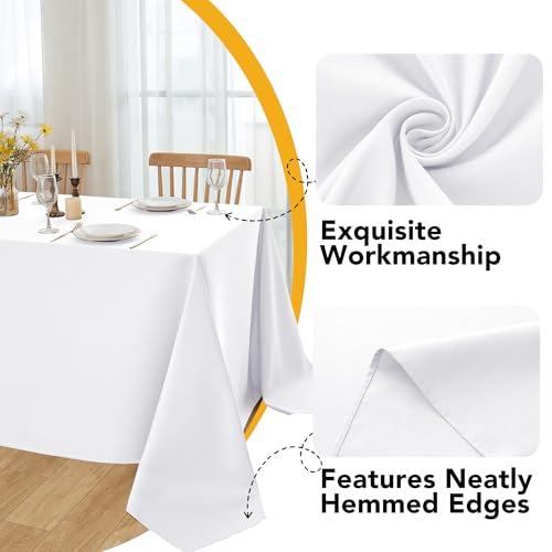 Dailyset 10-Pack White Tablecloths for Rectangle Tables, 60 x 102 Inches, Stain-Resistant Polyester Fabric for 6 Foot Tables - Washable Table Covers for Weddings, Banquets, Birthday, Parties, Events #3
