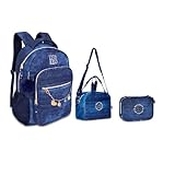 Kit Mochila Costa, Lancheira e Estojo Jeans Rebecca Bonbon