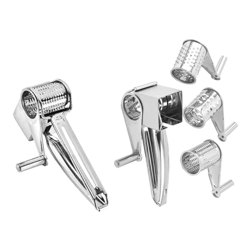Râpe à Fromage – Râpe rotative en Acier Inoxydable | Raape à Tambour Manuelle | Manivelle Facile à remplir, Large Ouverture pour légumes, Noix, Cuisine...