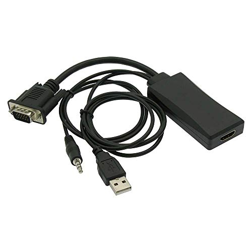 FireFold VGA to HDMI Converter with Audio Support – Transmits VGA Signal from PCs Laptops to HDTV, HDMI Monitors and Projectors with HDMI Input – No External Power Source Required