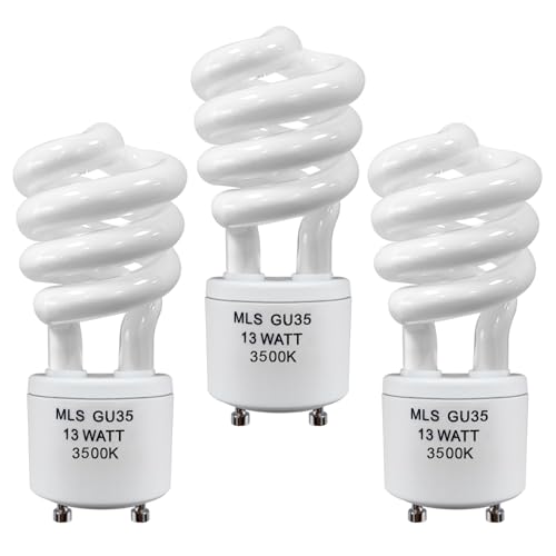 amgolibi MLS13W GU35 Fluorescent Light Bulbs Compatible with Panasonic VQL5 Exhaust Fans 3500K Natural White 3 Pack