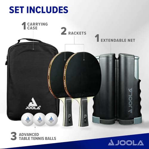JOOLA Retractable Ping Pong Net for Any Table - Portable Table Tennis Net and Post Set Stretches 5.75' & Clamps Up to 2" Thick - Optional Racket and Ball Set, Games for Family - image 2