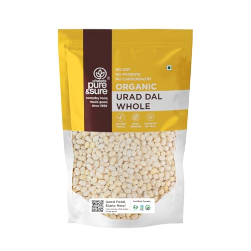 Image of Pure & Sure Organic White Urad Dal Whole 500gm | 100% Natural Sabut Urad | Certified Organic | Rich in Protein, Iron & Fiber | No Chemicals & Additives