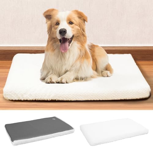 EMPSIGN Washable Dog Bed Crate Pad, Deluxe Plush Dog Crate Beds Reversible Warm and Cool, Soft Pet Beds with Removable Waterproo