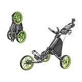 caddytek CaddyLite EZ Version 8 3 Wheel Golf Push Cart - Foldable Collapsible Lightweight Pushcart with Foot Brake - Easy to Open & Close, lime, one size