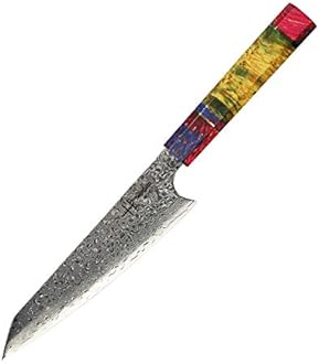 hajegato Damascus Chef Knife Petty Unique One Of Kind Handle Professional 6 Inch Japanese Chefs Kitchen Knife Vg10 67 Layers Damascus Steel Knive with Sheath