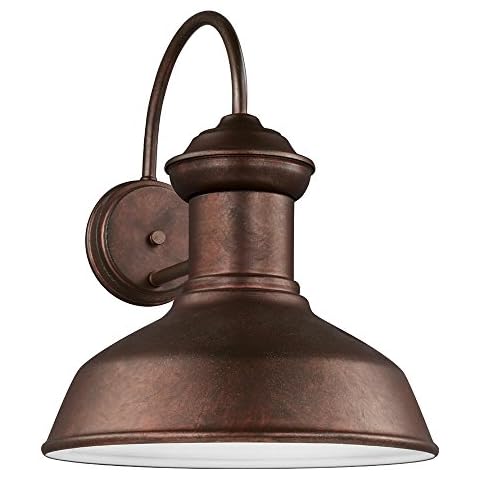 Sea Gull Lighting 8647701-44 Fredricksburg One-Light Outdoor Wall Lantern, Weathered Copper Finish,Large Cover