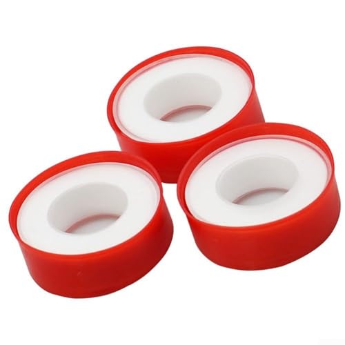 Cinta PTFE de 3 piezas para sellado de tuberías roscadas en aplicaciones de fontanería, incluyendo grifos, válvulas, duchas, mangueras y líneas de agua de gas