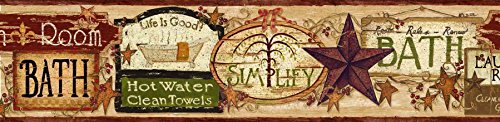 Chesapeake Bbc65342B Latrine Good Life Signs Wallpaper Border, Red #TOP18