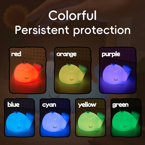Image of Whale Night Light, 7 Colors Dimmable Bedside Lamp, Touch Control Night Lamp with Timer Table Lamp, Used for Camping Party Room Decor (Whale)