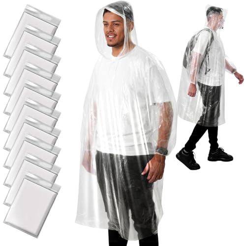 ANYOO Disposable Rain Poncho for Adults Thicker Emergency Ponchos Waterproof Rainwear with Sleeves for Hiking, Camping, Outdoor Events & Travel