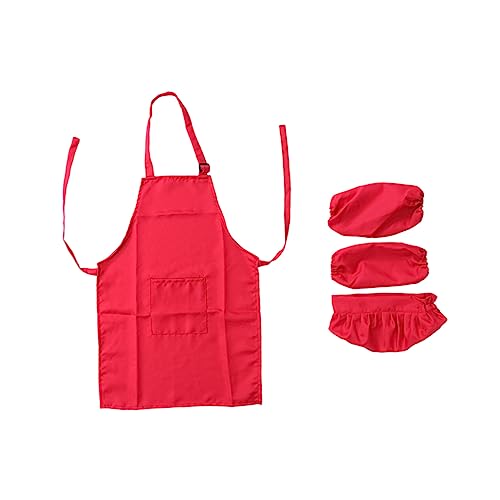 BESTonZON Kids Chef Playset Hat Apron Set with Cooking Sleeve Child-Friendly Kitchen Accessories for 4-8 Year