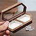 molchagar Ring Box for Wedding Ceremony, Wooden Ring Bearer Box, Velvet Ring Box for Propsal, Jewelry Display Box for 2 Wedding Rings, Valentine Gift Box
