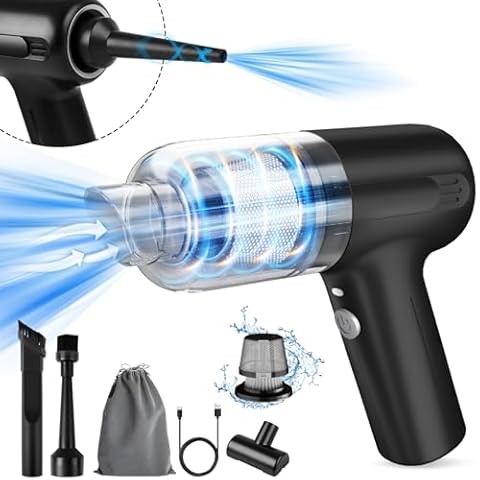 WANTERONG 12000Pa High-Power Cordless Handheld Car Vacuum Cleaner with Brushless Motor [4000mAh Battery, Fast USB-C Charging] 3-in-1 Small Mini Vacuum Cleaner for Car, Home Cleaning – Black Cover