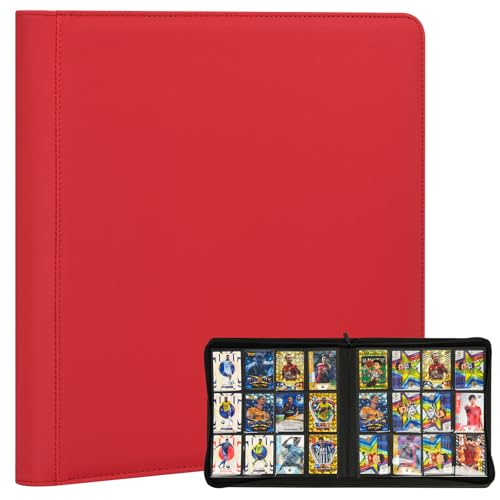 SKYHJK Trading Card Binder 480 Pockets, 12 Pockets Card Binder, Side Loading Card Collection Binder, Collectible Card Albums Card Folder for MTG, TCG, Football, NFL, Sports Cards, Game Cards(Red)