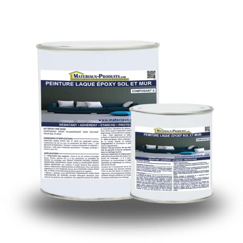 MATPRO - Peinture Laque Epoxy Sol & Mur - Sans Solvant, Auto-Lissant - pour Supports Intérieurs Horizontaux, Travaux Neufs/Réparation - Miroir Blanc - 2.5Kg