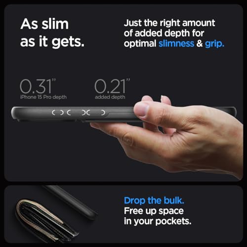 Spigen Slim Armor CS Back Cover Case Compatible with iPhone 15 Pro (TPU + Poly Carbonate | Black)