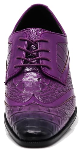 Image of ODN Men's Alligator Crocodile Print Oxfords Fashion Lace Up Dress Shoes