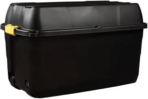 Lot de 3 boîtes de rangement Strata Curve avec couvercle noir, 30 l, 60 x 40 x 17 cm, transparent Lot de 3 boîtes de rangement Strata Curve avec couvercle noir, 30 l, 60 x 40 x 17 cm, transparent