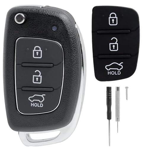 Carcasa para Llave de Coche Compatible con Hyundai I10 I20 I30 I40 Ix20 Ix30 Ix35 Ix45 Ix55 Tucson Santa Fe Elantra Accent 3 Botones Repuesto Mando a Distancia