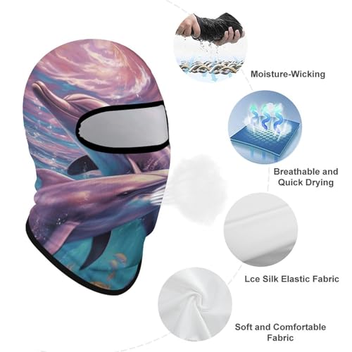 Balaclava para hombres, máscara para esquí y ciclismo con diseño de delfines, cubreboca y cuello para invierno miniatura 3