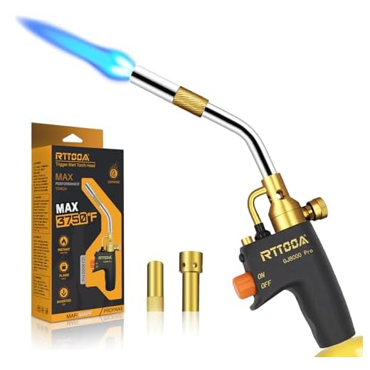 High Intensity Propane Torch Head, GJ-8000Pro Trigger Start Mapp/Map Gas Torch with Self Ignition, Pencil Flame Welding Torch Fuel by MAPP, MAP/PRO and Propane gas(CSA Certified)