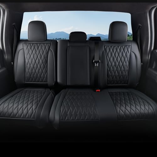 Image of Coverado Leather Rear Seat Covers Fit for Ford F150 F250 F350 F450, Waterproof Ford Truck Rear Seat Covers Fit for 2015-2026 F150 & 2017-2026 F250 F350 F450 (Black)