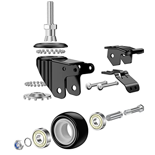 Image of 1.5 Inch Swivel Caster Wheels Set of 4, YEEMIGO Locking Casters Heavy Duty Total Capacity 330lbs, Metric M8x25mm Threaded Stem PU Casters with Brake, Castors for Hardwood Floor Carpet