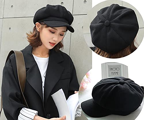 Niction N-MZ04-BLACK Newsboy Hats For Women, Women Newsboy Hat Trucker Hat Beret Newsboy Caps Retro Fashion Winter Hats thumb #6