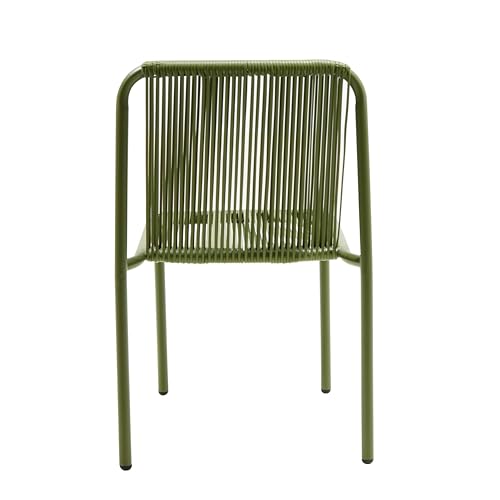 Christopher Knight Home Set of 4 Burgess Minimalist Patio Wicker Stacking Dining Chairs, Outdoor PE Rattan Accent Armless Chair, Sturdy Metal Frame Garden/Porch/Backyard Stackable Side Chair, Green by Christopher Knight Home - Used condition - Image 9