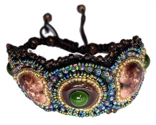 Bracelet cœurs artisanal perles de verre porcelaine bijou femme