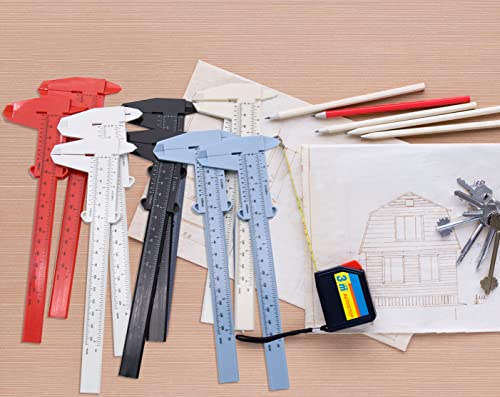 Mini Plastic Caliper, 10 Pack 6In/150Mm Vernier Caliper, Double Scale Sliding Gauge Measuring Tool For Student Office, Jewelry Sliding Gauge Ruler Measuring Tool, 5 Different Colors #TOP2