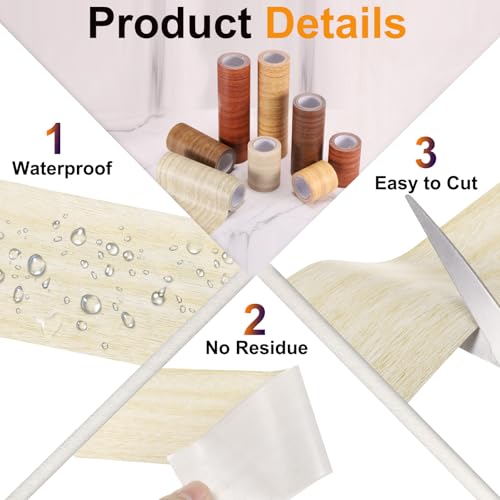 Image of PATIKIL Wood Grain Tape 3.9 inch x 15 Ft, Self-Adhesive Wood Texture Repair Tape Realistic Wood Effect Contact Paper Patch for Furniture Cabinets Floor Walls Home Decoration, Light Yellow Oak