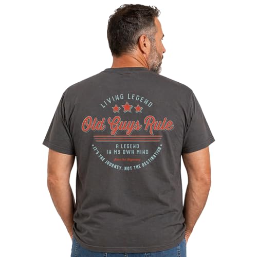 OLD GUYS RULE Men's Graphic T-Shirt, Living Legend - Gift for Dad, Grandpa, Husband, Father's Day, Birthday, Holiday - Funny Novelty Collectors Tee for Traveling, Exploring (Charcoal, Medium) by OLD GUYS RULE - Used condition - US$11.26