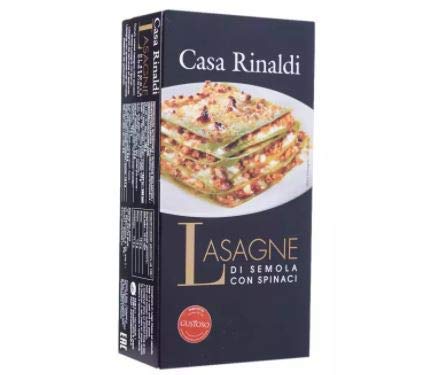 Casa Rinaldi Durum Lasagnes de blé aux épinards 500 g - Feuilles de lasagnes larges et plates pour œufs prêts à être cuits au four en seulement 25-30 minutes Cover