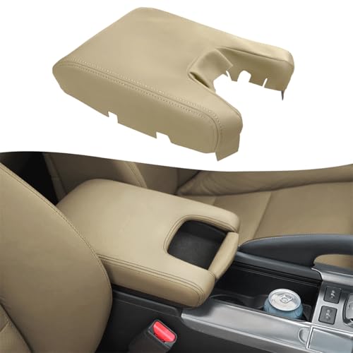 KBH Center Console Armrest Cover Replacement for Acura TL 2009 2010 2011 2012 2013 2014, Middle Console Arm Rest Lid Upholstery, PU Leather, Anti-Scratch, Parchement (Leather Part Only)